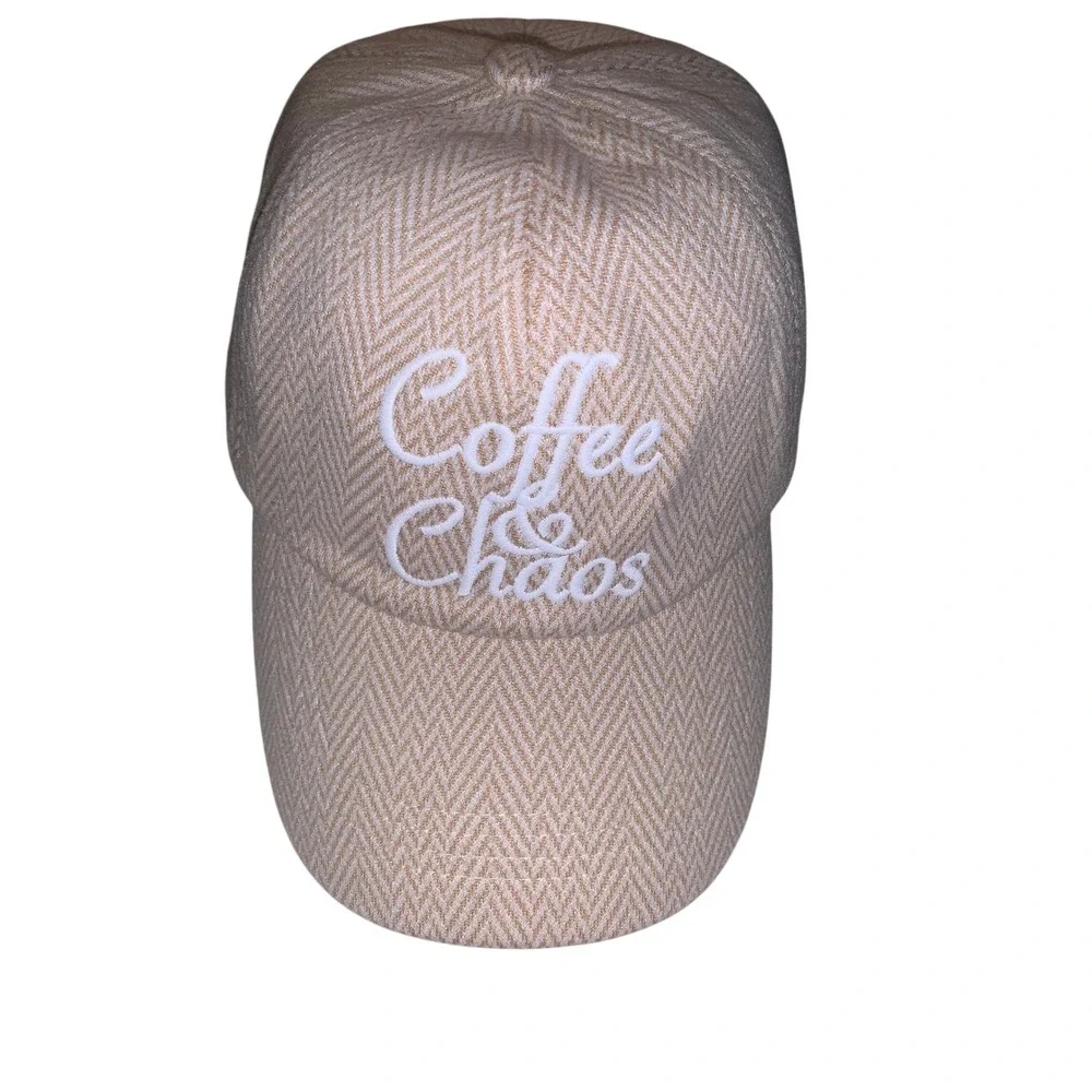 NEW Aldo Coffee & Chaos Herringbone Baseball Cap Tan Cream Adjustable NWT
